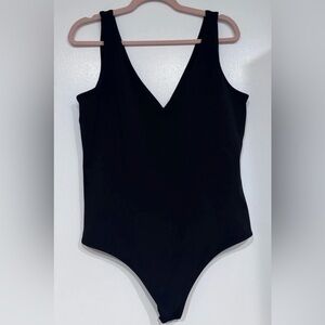 Express Black V-Neck One-Piece Bodysuit